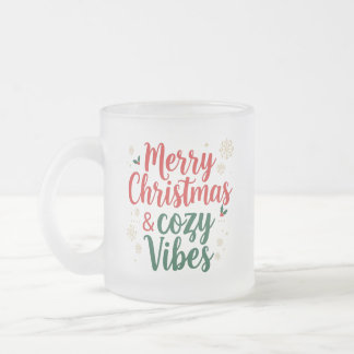 Frosted Glass Christmas Gift , Cozy Holiday Quote Coffee Mug