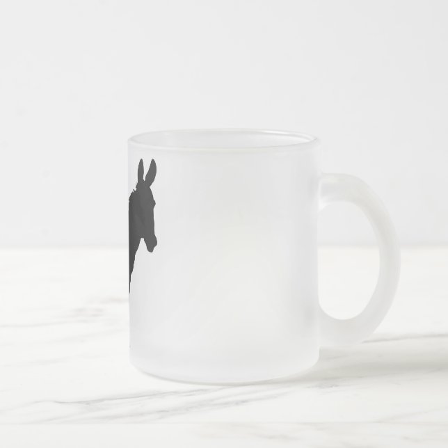 Frosted glass donkey logo mug PERSONALISED (Right)