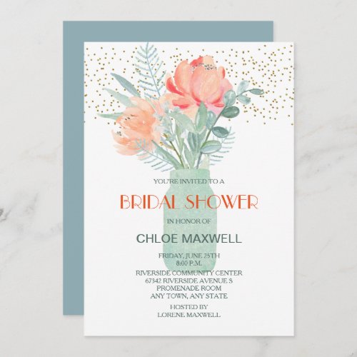 Frosted Glass Mason Jar Bridal Shower Invitation