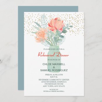 Frosted Glass Mason Jar Wedding Rehearsal Dinner Invitation by AvenueCentral at Zazzle