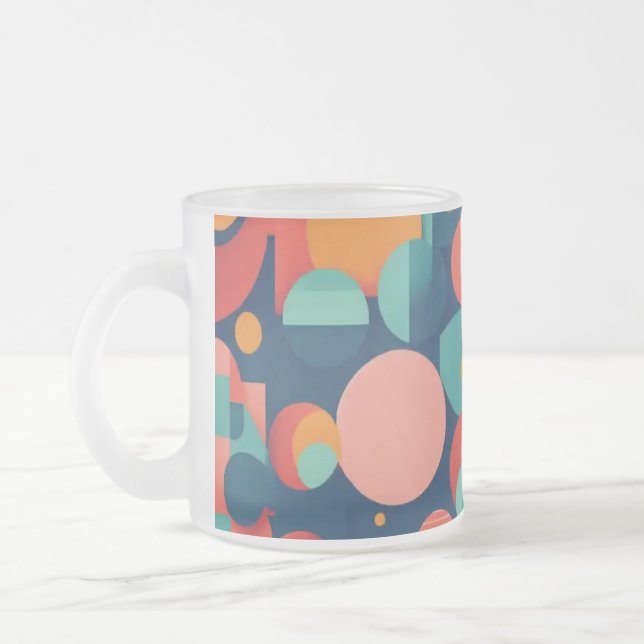 Frosted Glass Mug 10 oz - Minimalist Geometric Pat (Left)