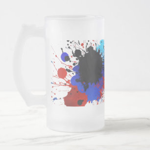 Frosted Glass Mug 16 oz - Abstract Color Splashes