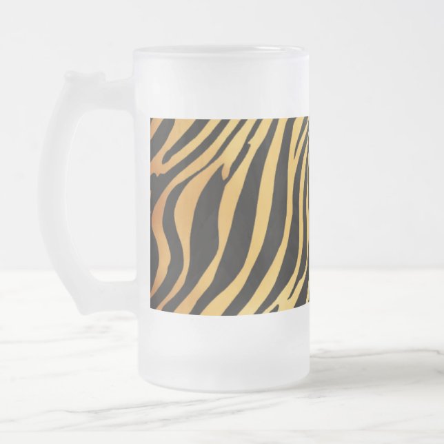 Frosted Glass Mug 16 oz - Eclectic Animal Prints   (Left)
