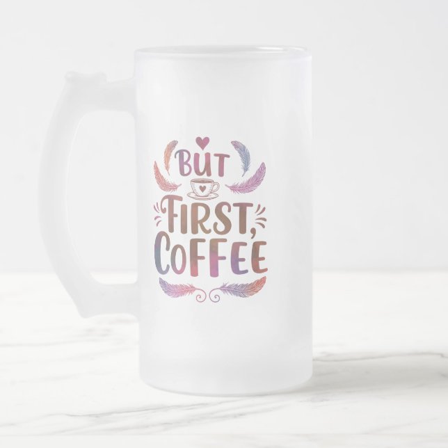 Frosted Glass Mug 16 oz for Coffee Lovers (Left)
