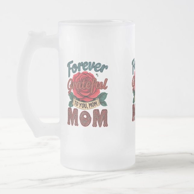 Frosted Glass Mug - 16 oz | "Forever Grateful  (Left)