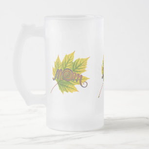 Frosted Glass Mug – 16 oz "Mom" Design