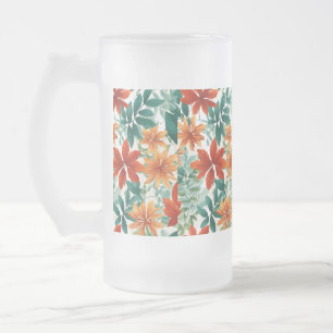 Frosted Glass Mug 16oz-Leaves and Nature Patterns