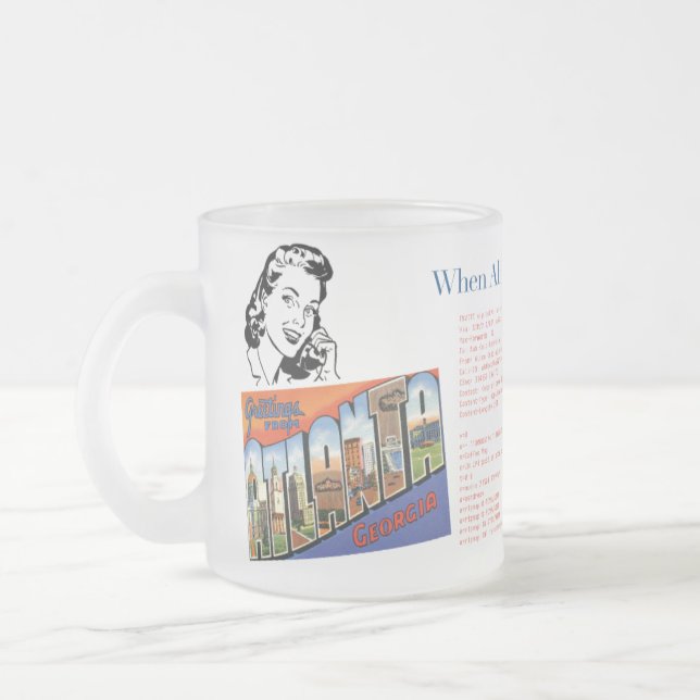 Frosted Glass Mug: Alice Calls Bob Coffee Mug (Left)