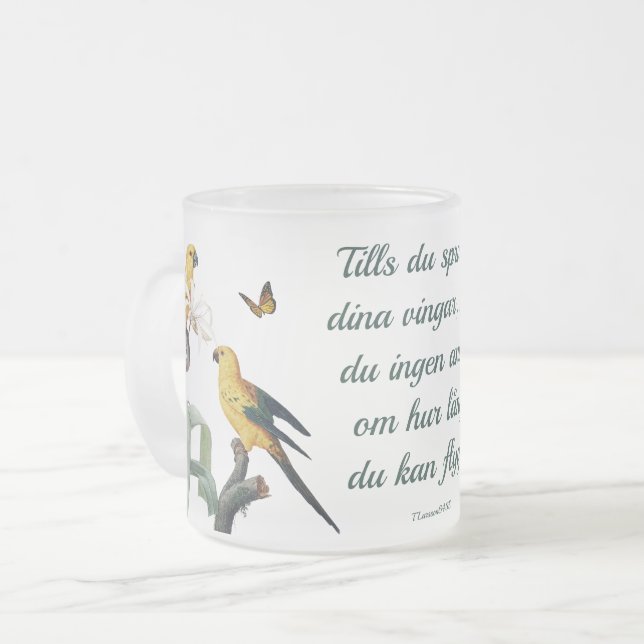 Frosted Glass Mug - Birds (Front Left)