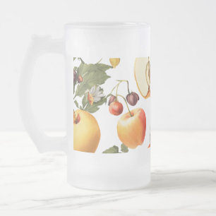 Frosted Glass Mug - Fruit Watercolor Pattern (16 o