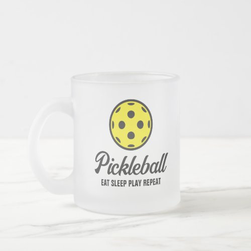 Frosted glass mug gift with for pickleball player