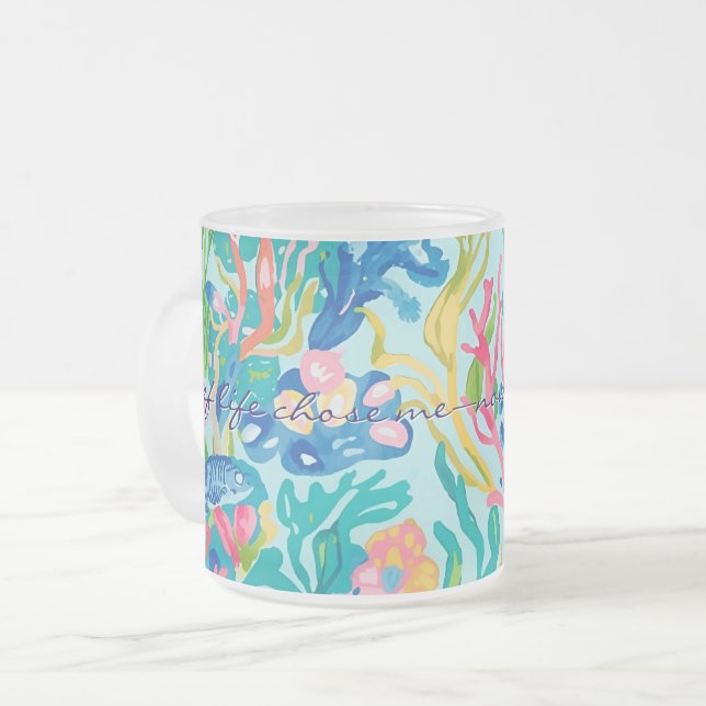 Frosted glass mug in stylish graphic (Front Left)