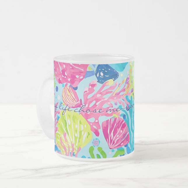 Frosted glass mug in stylish graphic (Front Left)