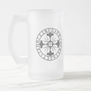 Frosted Glass Mug, Valhalla Oliver Mjollnir Frosted Glass Beer Mug