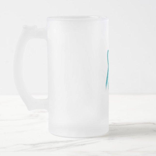 Frosted Glass Mug with Abstract Swirl Design (Left)