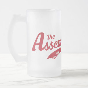 Frosted Glass Mug with Assembly Call text logo