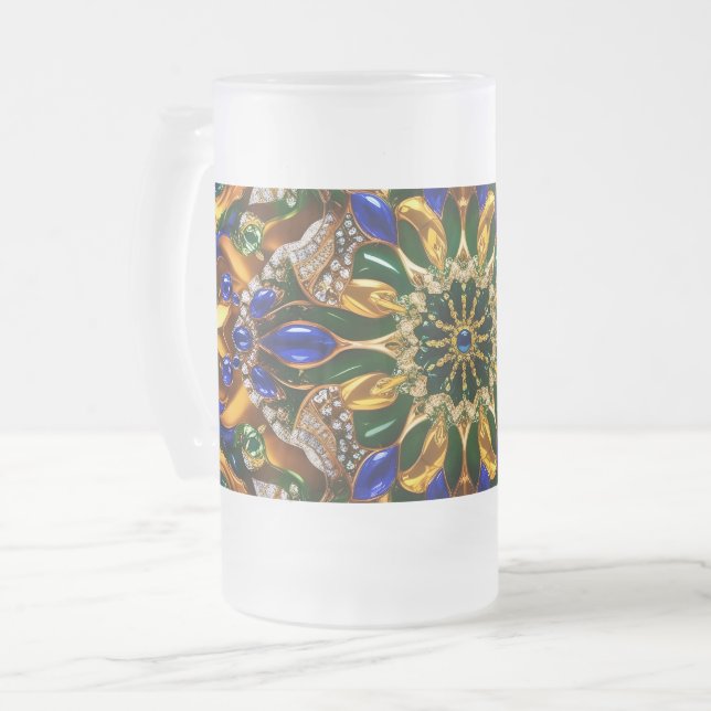 Frosted Glass Mug with Brazil Colors design (Front Left)