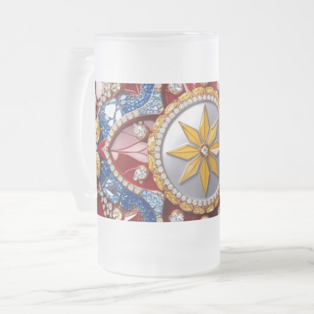 Frosted Glass Mug with Colombian Colors design (Front Left)