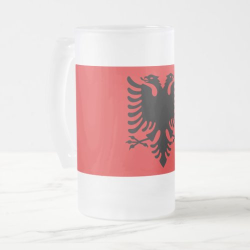 Frosted Glass Mug with flag of Albania