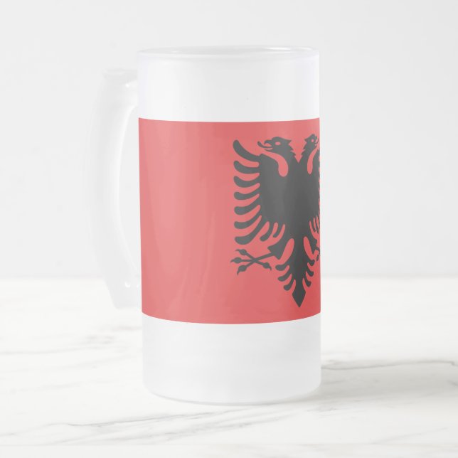 Frosted Glass Mug with flag of Albania (Front Left)