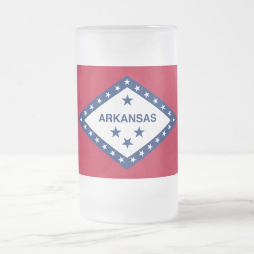 Frosted Glass Mug with flag of Arkansas USA