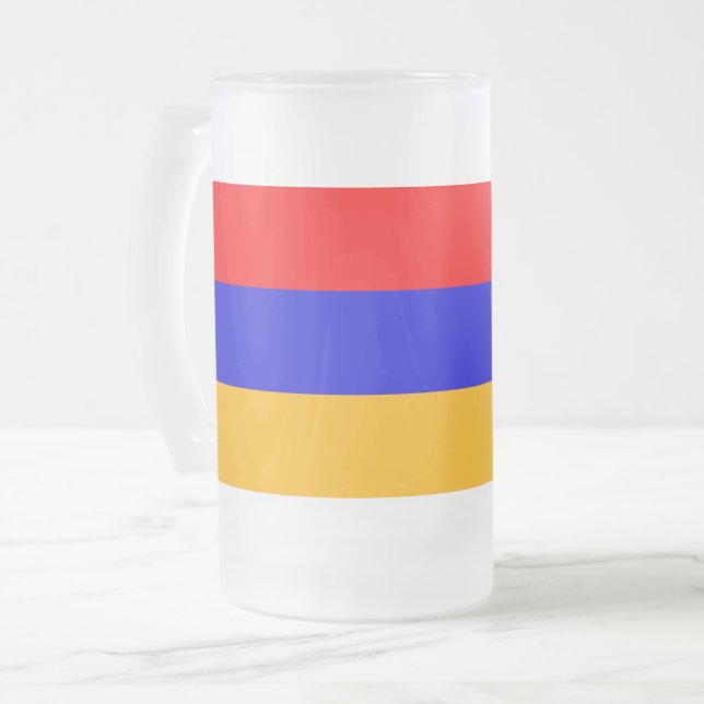 Frosted Glass Mug with flag of Armenia (Front Left)