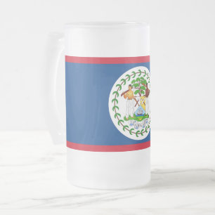 Frosted Glass Mug with flag of Belize