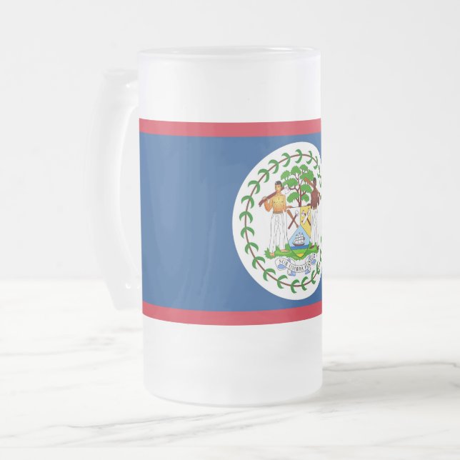 Frosted Glass Mug with flag of Belize (Front Left)