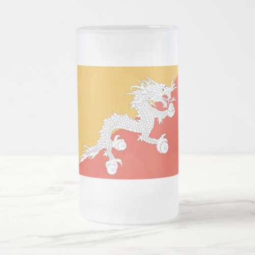 Frosted Glass Mug with flag of Bhutan