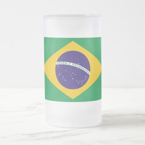 Frosted Glass Mug with flag of Brazil