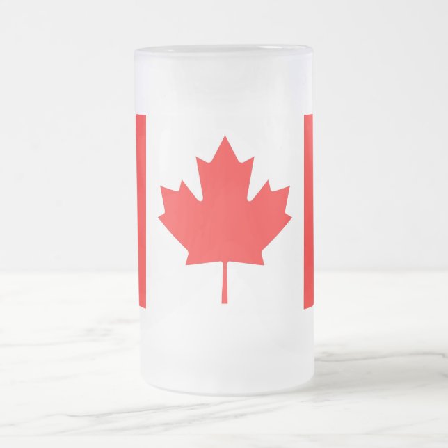 Frosted Glass Mug with flag of Canada (Center)