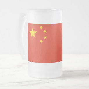 Frosted Glass Mug with flag of China