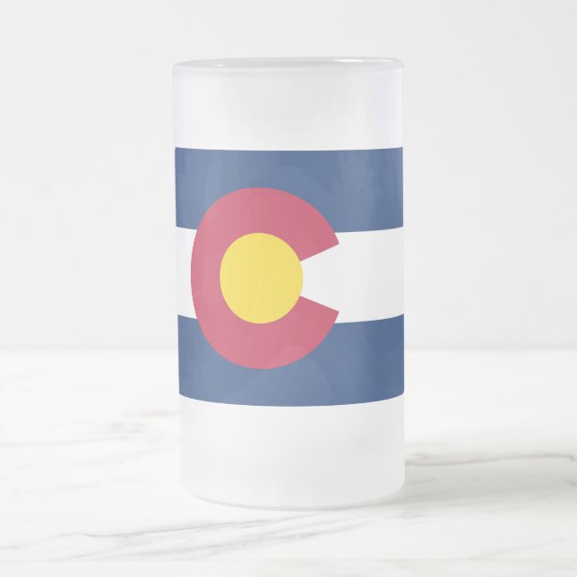 Frosted Glass Mug with flag of Colorado, USA (Center)