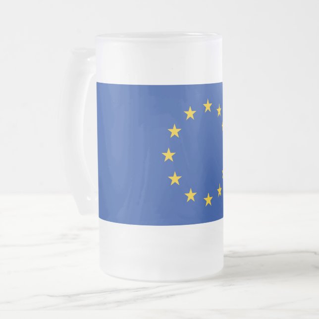 Frosted Glass Mug with flag of Europe (Front Left)
