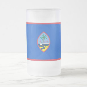 Frosted Glass Mug with flag of Guam, USA