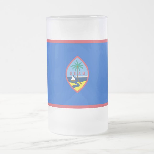 Frosted Glass Mug with flag of Guam, USA (Center)