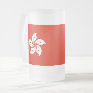 Frosted Glass Mug with flag of Hong Kong