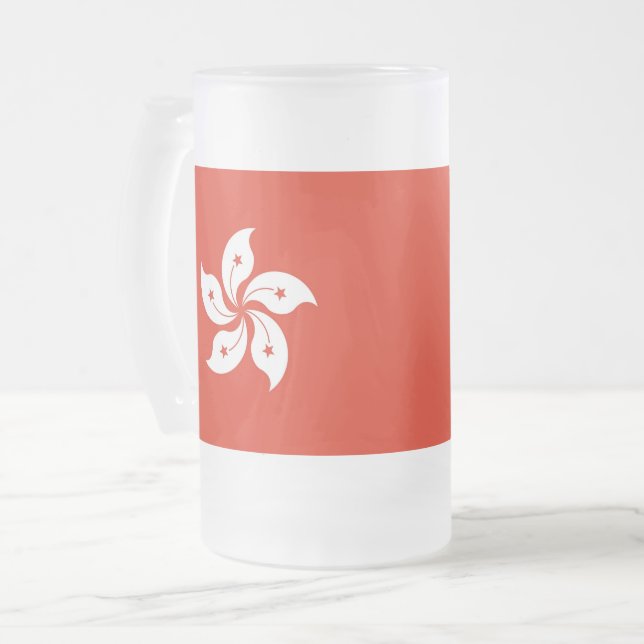 Frosted Glass Mug with flag of Hong Kong (Front Left)