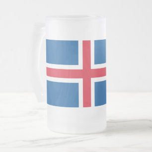 Frosted Glass Mug with flag of Iceland