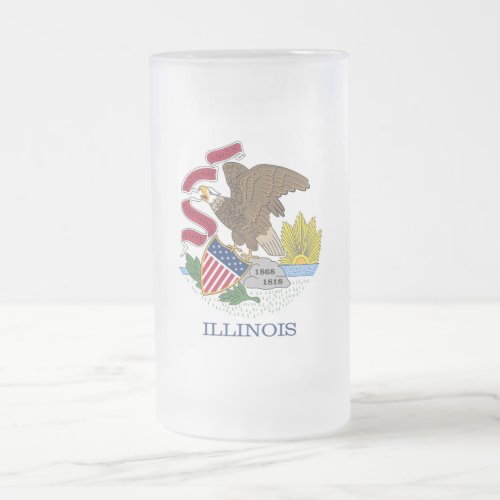 Frosted Glass Mug with flag of Illinois USA