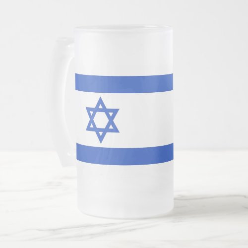 Frosted Glass Mug with flag of Israel