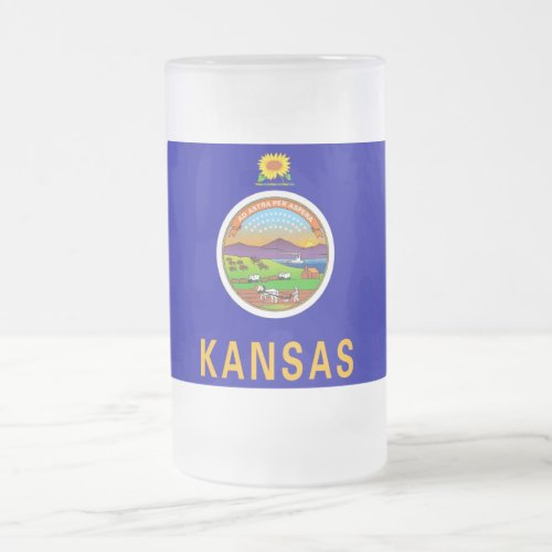 Frosted Glass Mug with flag of Kansas USA