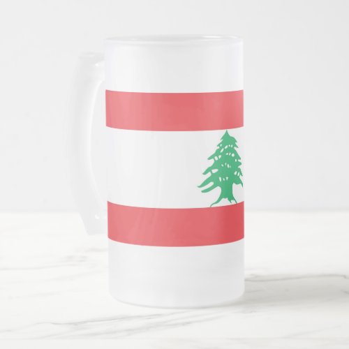 Frosted Glass Mug with flag of Lebanon