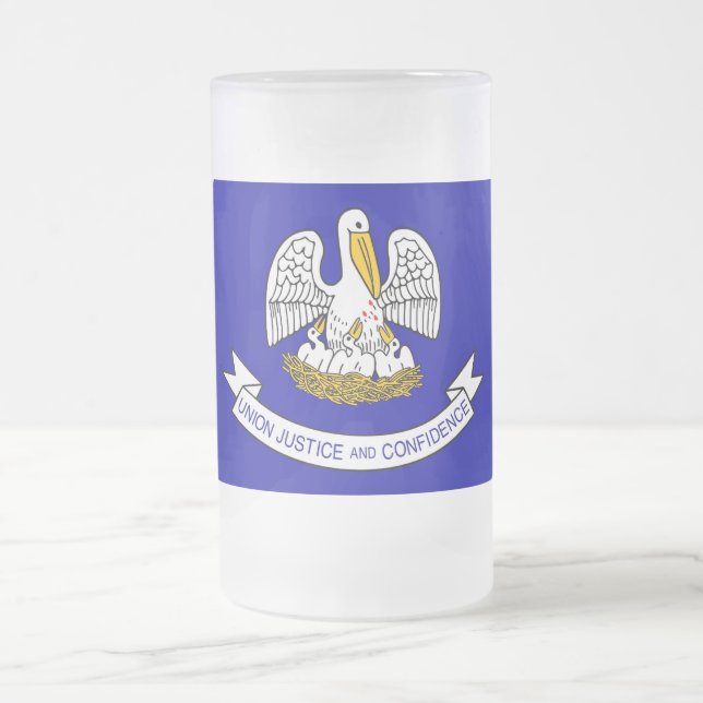 Frosted Glass Mug with flag of Louisiana, USA (Center)