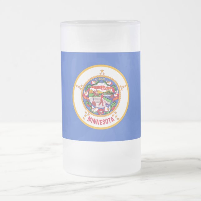 Frosted Glass Mug with flag of Minnesota (Center)