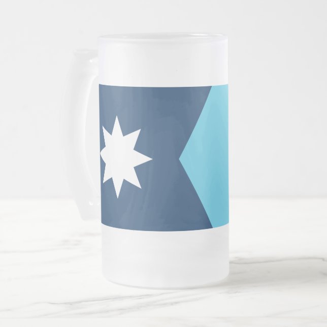 Frosted Glass Mug with flag of Minnesota, USA (Front Left)