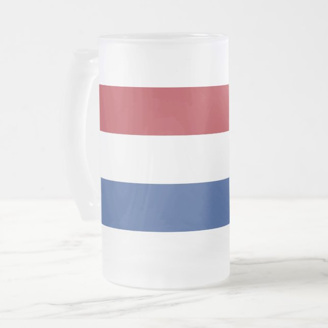 Frosted Glass Mug with flag of Netherlands (Front Left)