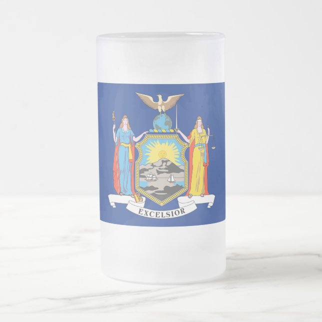Frosted Glass Mug with flag of New York (Center)