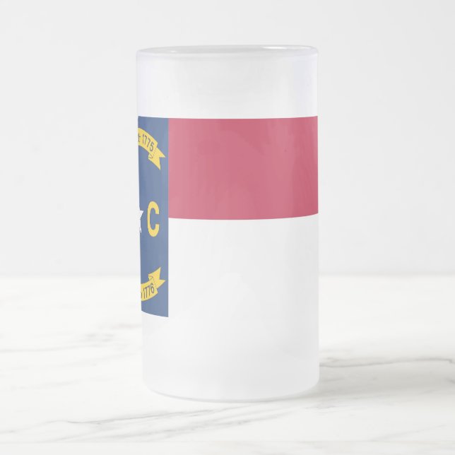 Frosted Glass Mug with flag of North Carolina (Center)