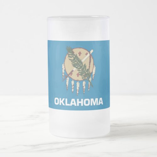 Frosted Glass Mug with flag of Oklahoma USA